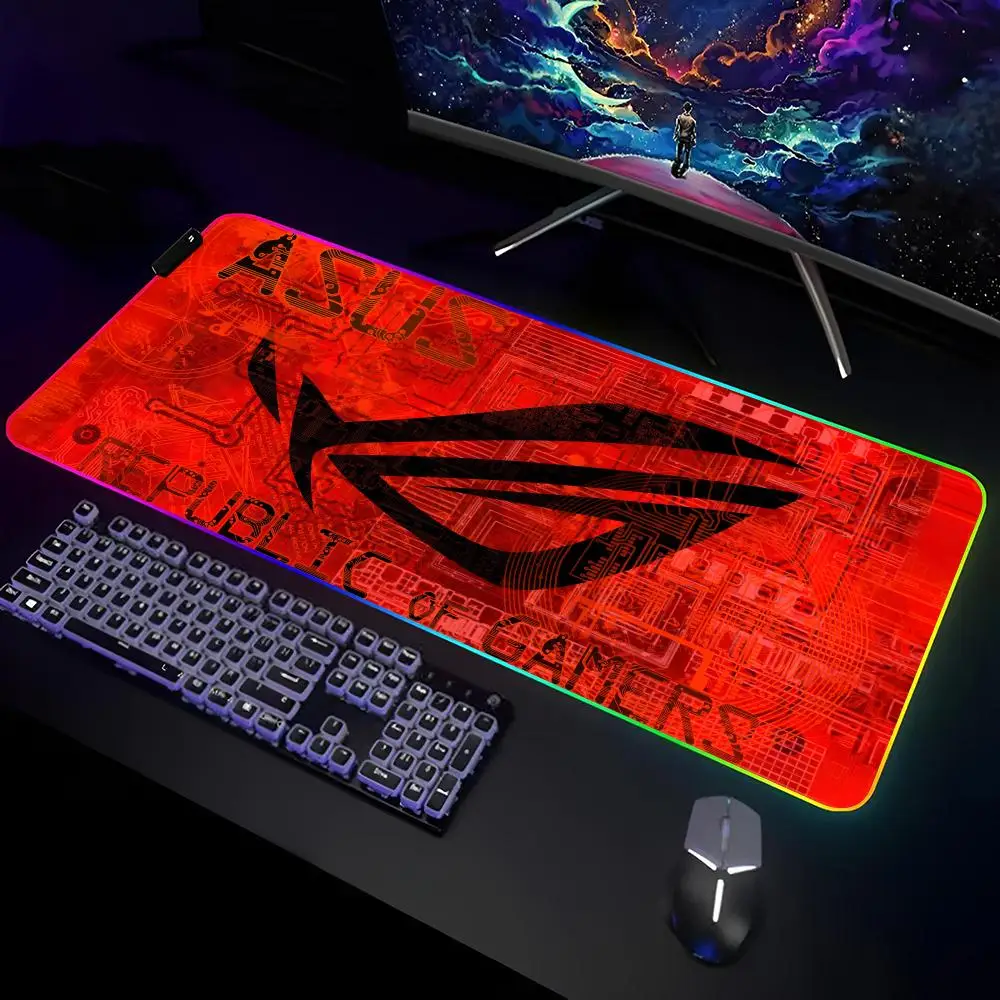 ROG ASUS Mouse Pad Gamer RGB Deskmat Keyboard Mat Gaming Laptops LED Mousepad Desk Protector Anime Mause Mats