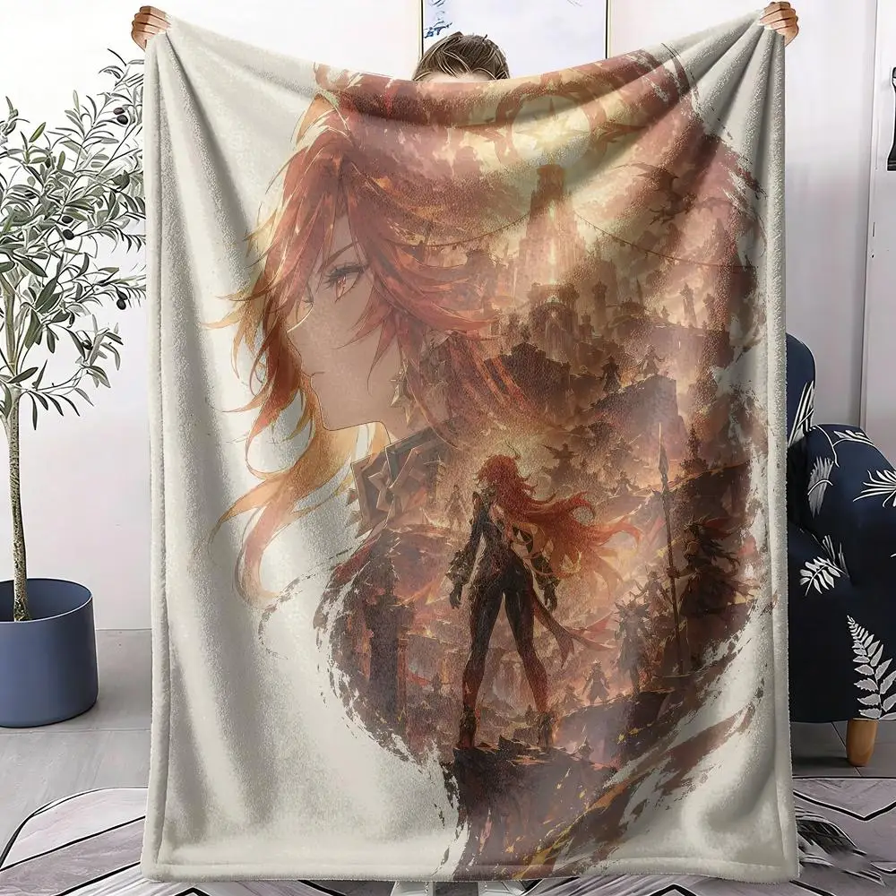 Mavuika Genshin Impact Throw Soft Flannel Throw Blanket for Sofa Bed Couch Air Conditioning Blanket for Office Naps Home Travel