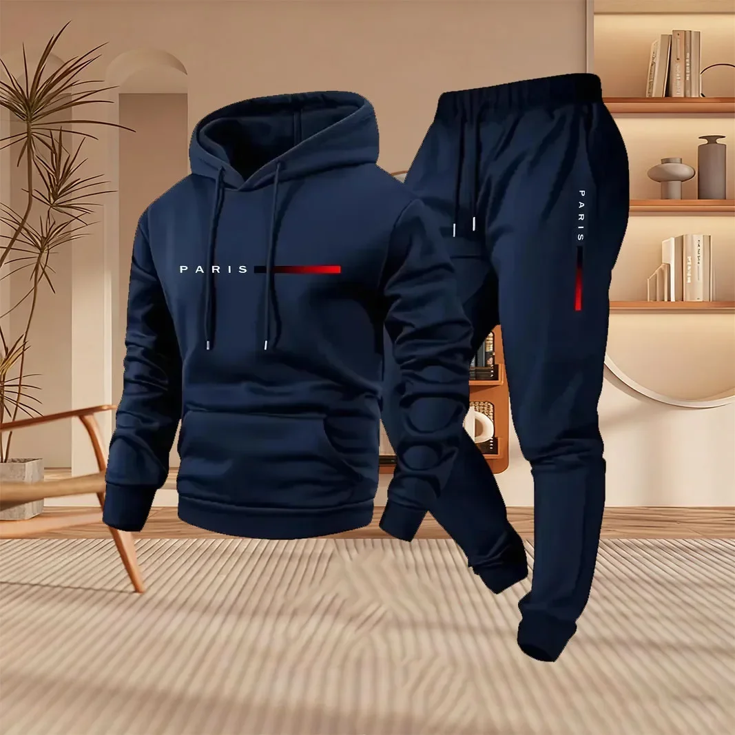 Unisex-Hoodie mit Paris-Motiv und passendem Sport-Set mit Kordelzug, lässige, modische Streetwear für Damen und Herren, ideal für die Wintersaison.