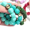 Acrylic Square Beads Elastic Bracelets for Women Boho Irregular Stone Shape Beaded Handmade Bracelet Bangle Retro Jewelry Gifts