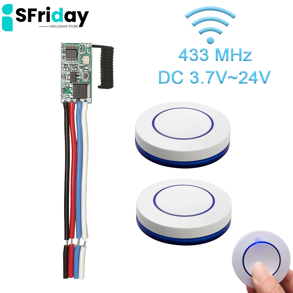 IsFriday 433MHz Micro Receiver Wireless Light Controller Switch Remote Control For DC 3.6V 5V 9V 12V 24V 1CH LED Lamp Light DIY