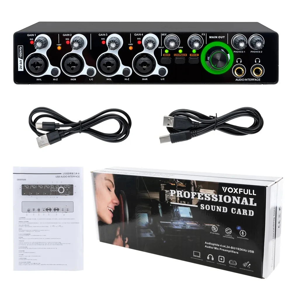TLF Xtuga Enping Dikos Source Factory  24Bit 192KHz 4 Input 4 Output USB Interfaz De o Interface Sound Card Carte Son