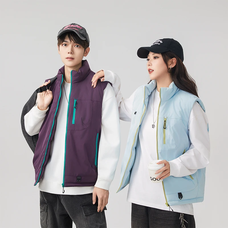 เสื้อกั๊กฤดูหนาวสำหรับผู้ชาย ใส่เล่นกิจกรรมกลางแจ้ง กันลม ระบายอากาศได้ดี อุ่นสบาย นุ่มสบาย ป้องกันความหนาวเย็น เสื้อผ้าฝ้ายอุ่น