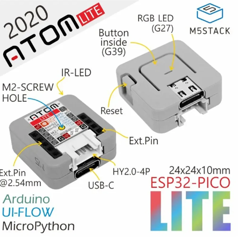 M5Stack ATOM  lite esp32 embutido placa de desenvolvimento de ferragem inteligente com kit programável wi-fi