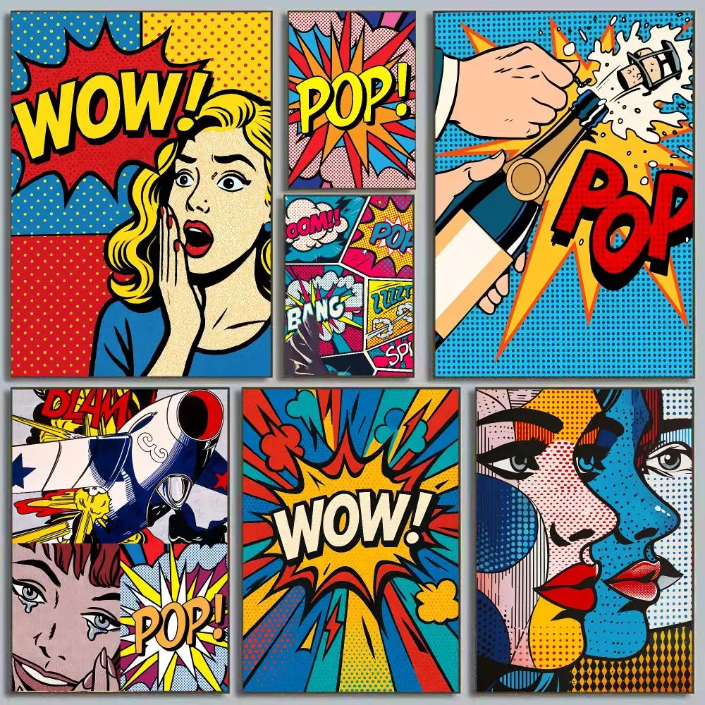 Hot R-Roy Lichtenstein Pop Art Poster Self Adhesive Wall Art Decor for Bedroom Living Room Office Home Decor Gift