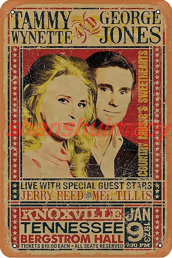 Tammy Wynette and George Jones Vintage Concert Poster Iron On Transfer #1 Poster Retro Metal Tin Vintage Sign 12 X 8 Inc ALIMAO