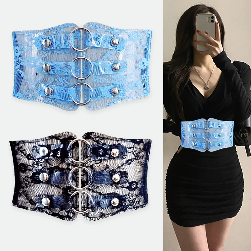 Wide Elastic Transparent Corset Belt Woman Dress Goth Designer Plus Size Belts For Women High Quality Big Stretch Cummerbunds