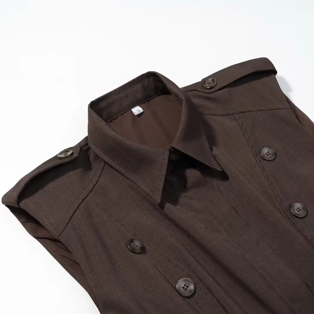 فستان KONDALA قصير نحيف مزدوج الصدر للنساء فستان غير رسمي بدون أكمام بطية صدر السترة 2025 فستان قصير أنيق للحفلات للسيدات