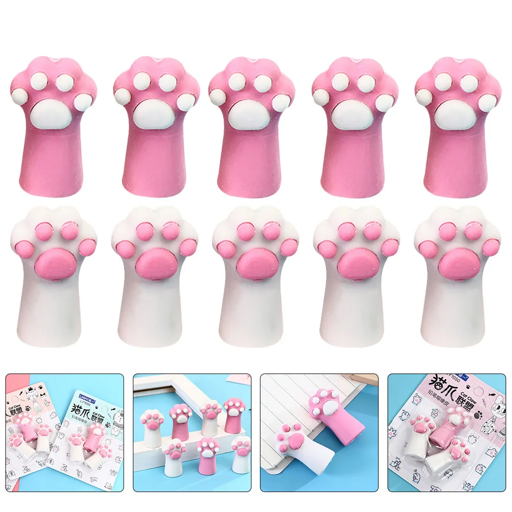 

12 Pcs Erasers for Cat's Paw Novelty Animal Kawaii Cute School Supplies Child