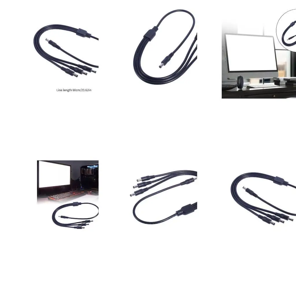 

31BA 1 Male to 3 Male Way Splitter Connectors Cable for CCTV LED Light Bar 5.5x2.1m