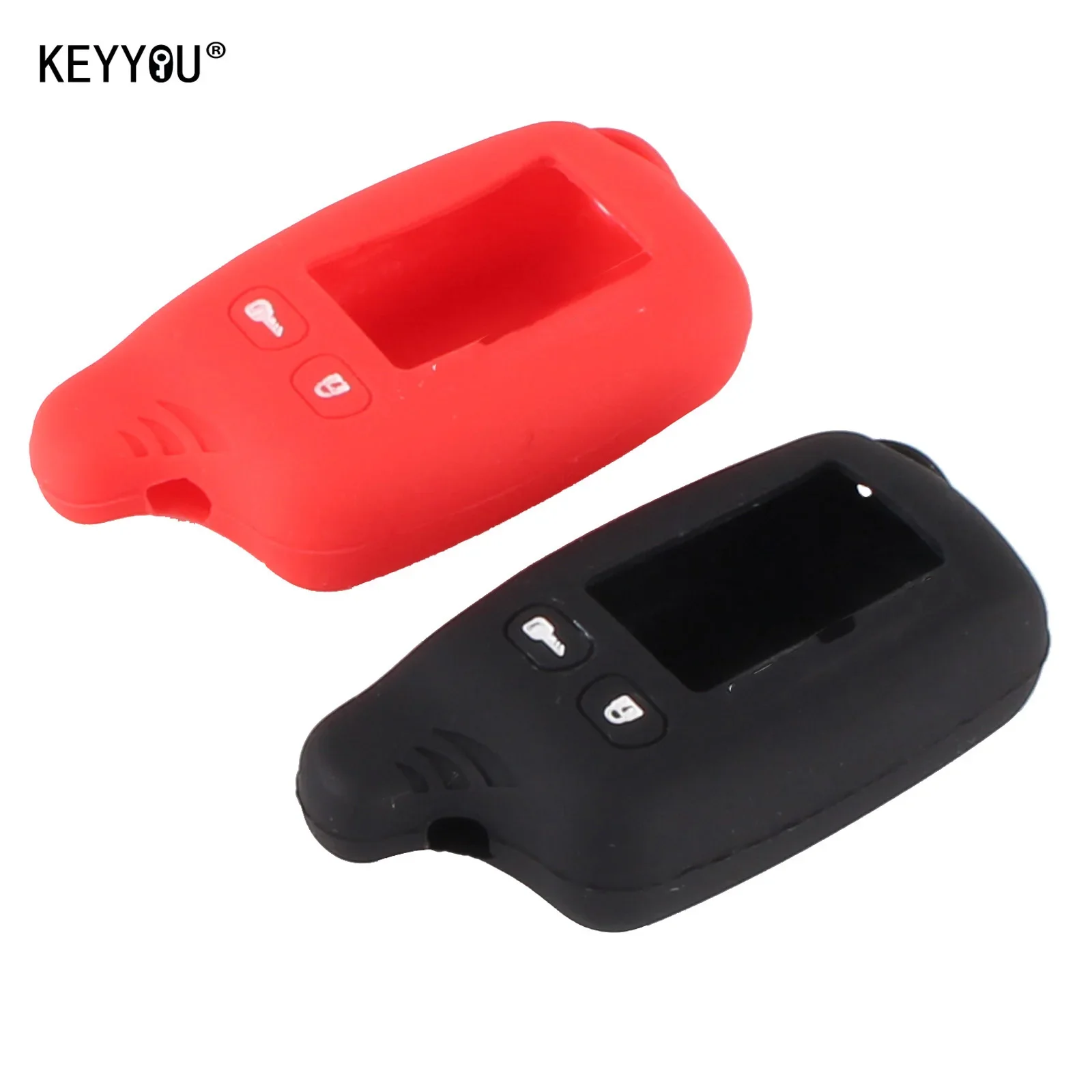 KEYYOU Silicone Keychain Key Case Fob Cover For Tomahawk TZ9010 SL-950 TZ-9030 TZ9031 Two Way Car LCD Alarm Remote Key Cover