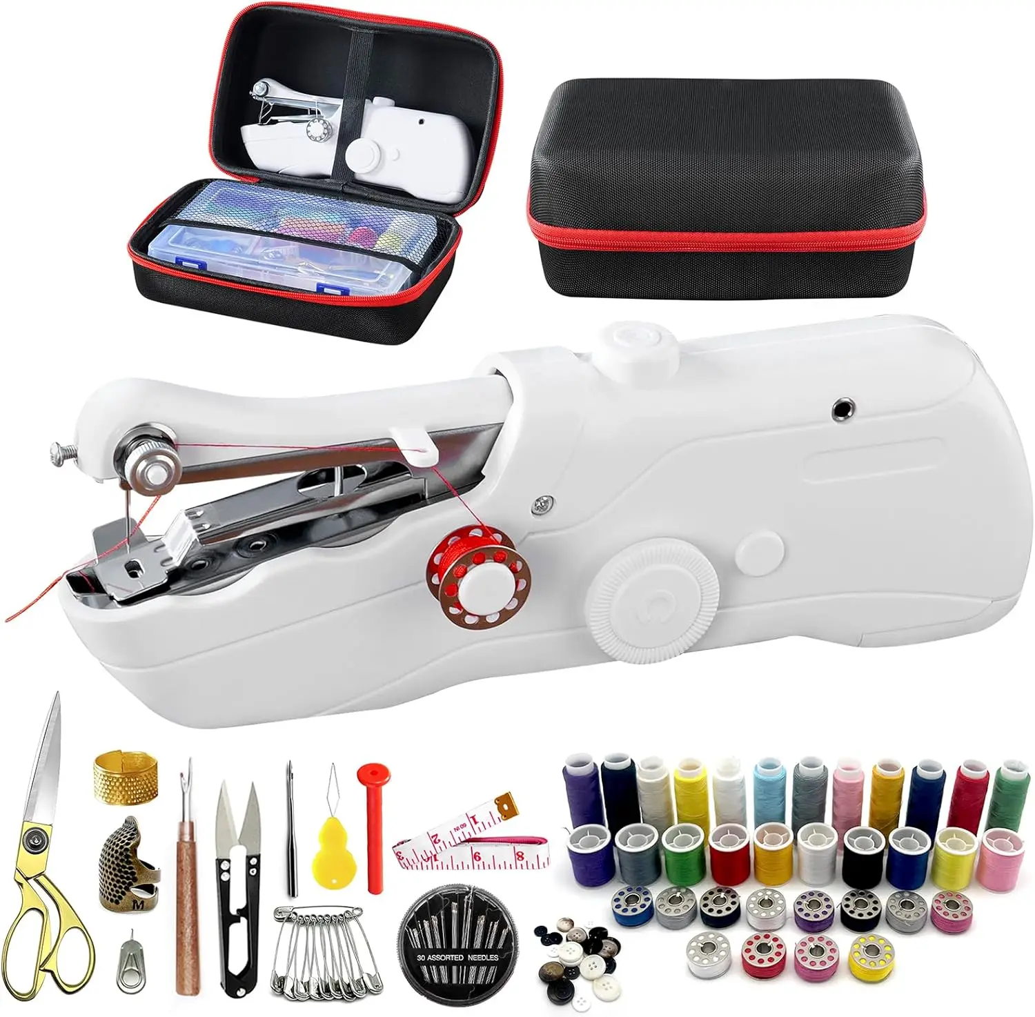 

Portable Handheld Sewing Machine with Storage Case & 109-Piece Kit, Cordless Mini for Adults Beginners Home Repair
