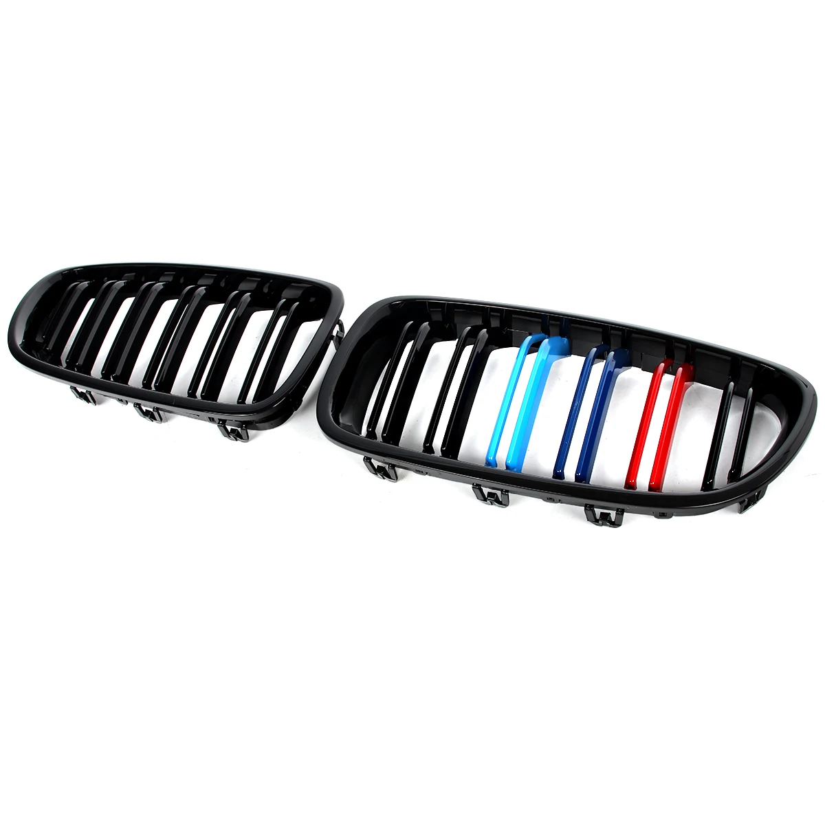 For BMW 5 Series F10 Sedan/M5 F11 Touring 2010-2016 Front Kidney Grille Grill Gloss Black M-Color Dual Slats Racing Grilles