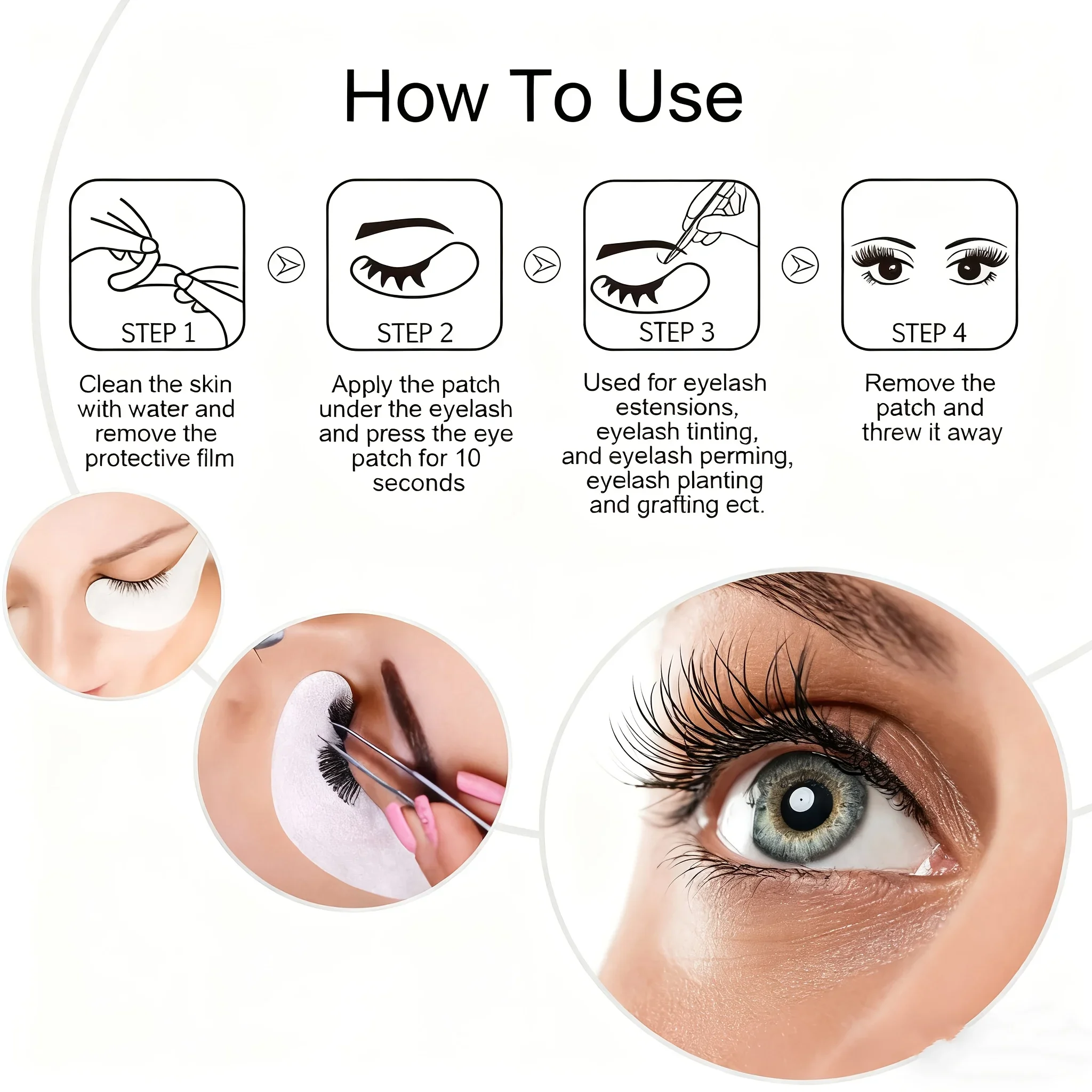 50 Stück Neue U-förmige Wimpernverlängerungs-Augenpads Ergonomische Wimpern-Isolationspads Unteraugenpflaster Transplantationswerkzeuge Einzeln Verpackt – Detail 3