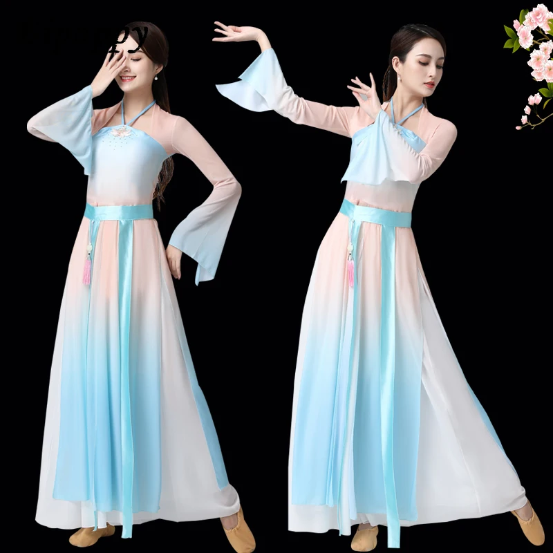 Classical dance costumes with body charm and gauze clothing