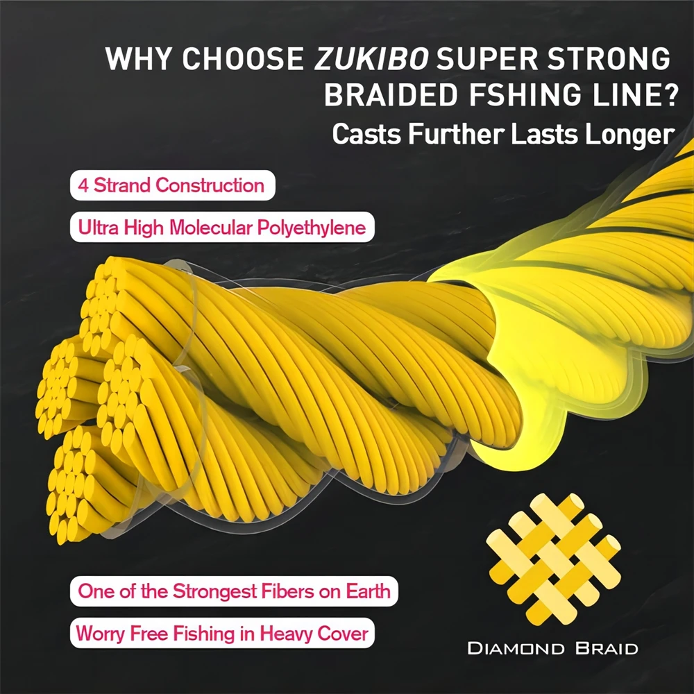 ZUKIBO Super Power – Sedal trenzado X4 PE 4 hebras