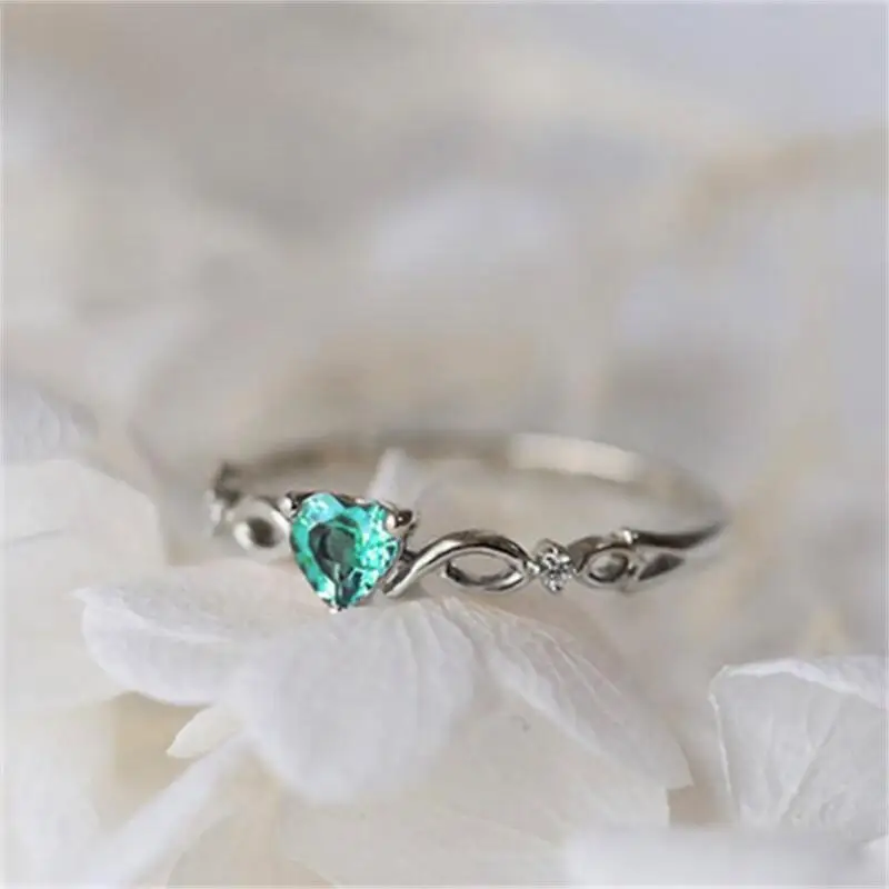 Simple Heart Ring For Women Female Cute Finger Rings Romantic Birthday Jewelry Gift Girlfriend Fashion Zircon Stone Rings