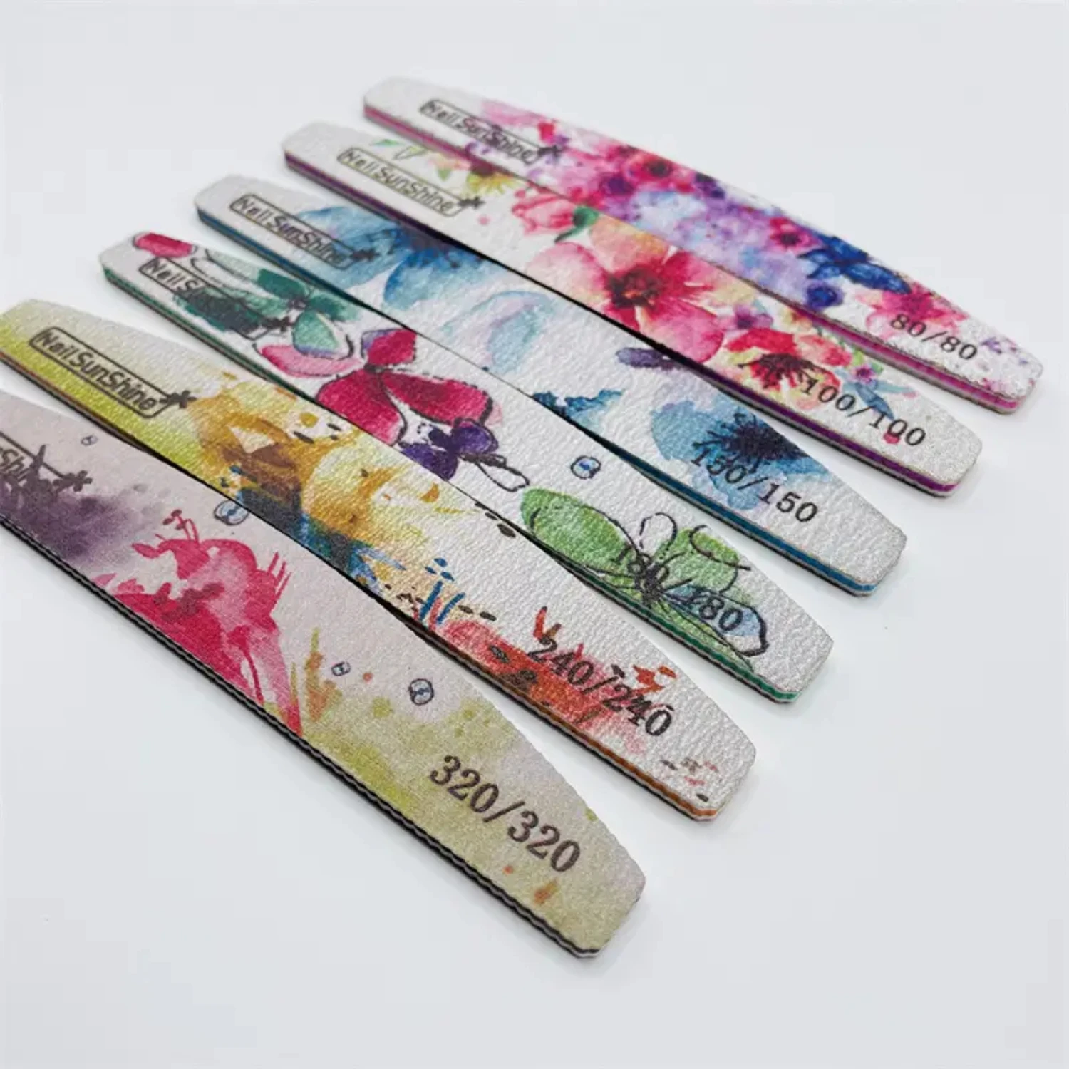 6-Piece Nail Files & Buffers Set with Flower Pattern Emery Board - Ideal for Home & Salon Manicures