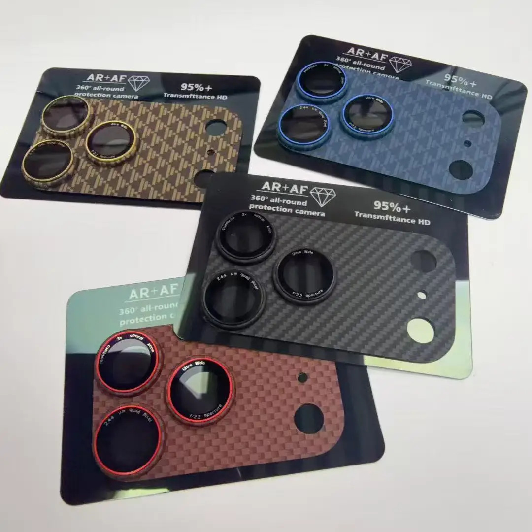 Protetor de Lente de Câmera Completo em Fibra de Carbono Kevlar para iPhone 17 Pro Max 17 Air - Capa de Vidro de Alta Qualidade para Lentes de Celular