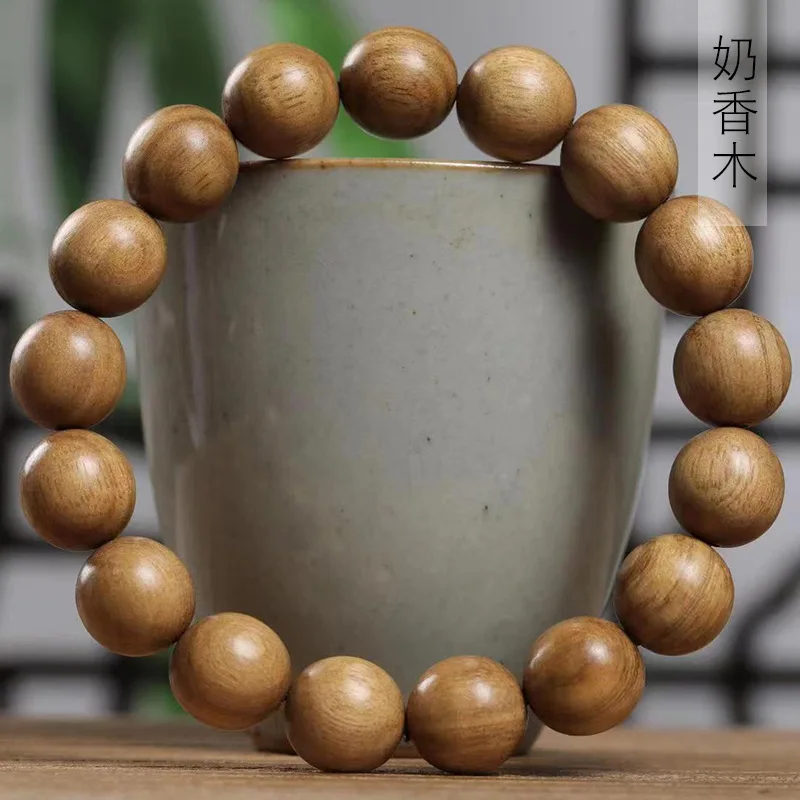 

Milky wood grain bracelet, size 1.2*17 beads, unisex decorative jewelry prayer beads