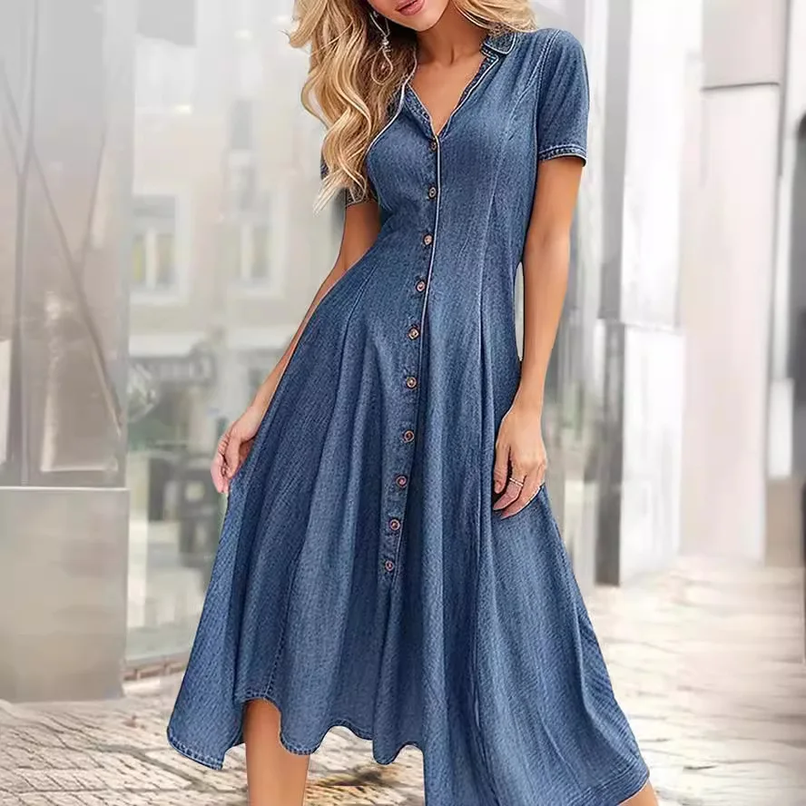 

2025 Dress Women Elegant Fashion Beautiful Women's Dresses Party Night Dresses Evening Woman Casual Bohemian Style Denim Dresses