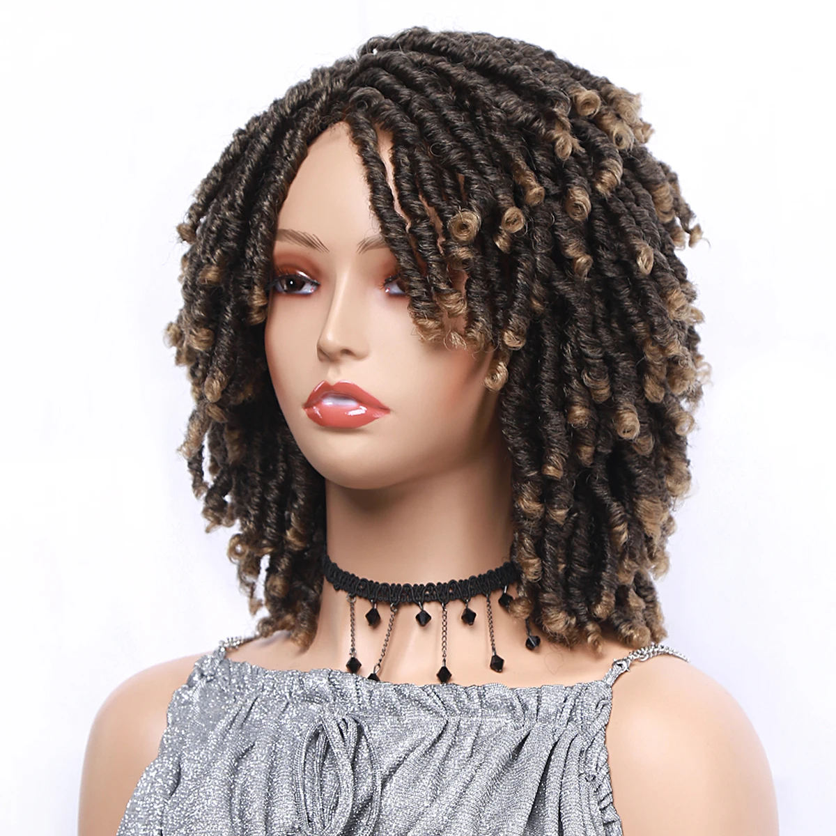 Morbida parrucca Dreadlocs acconciatura Afro per le donne parrucca sintetica 8 pollici dea Faux locs DreadLocs Crochet trecce capelli