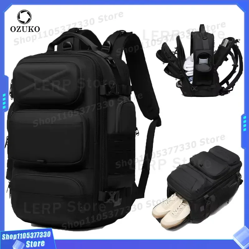 Ozuko 9842 Men Fitness Backpack Lightweight Travel Bag with Shoe Compartment USB Charging Port for Gym Sports Outdoor Hiking