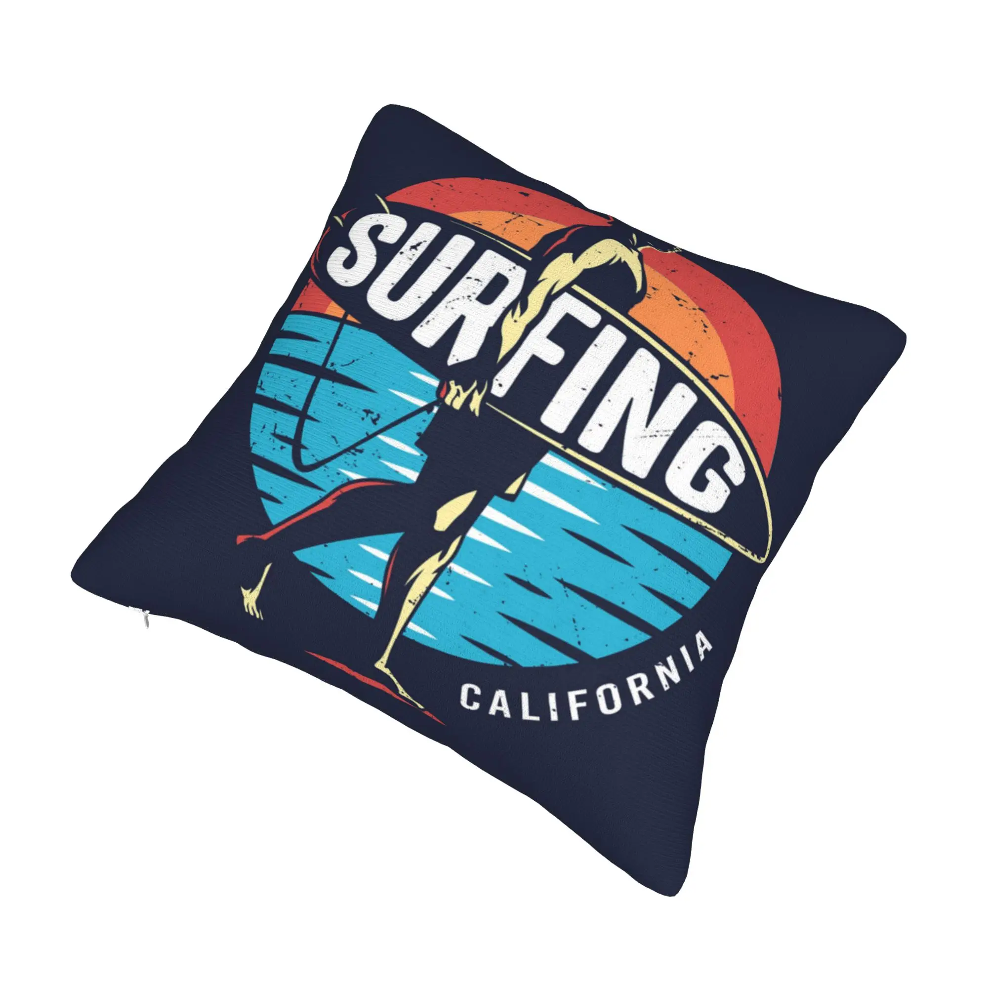 Luxury California Surf Rider Cushion Cover Velvet Funny Surfing Surfer Pillow Case Home Decorative