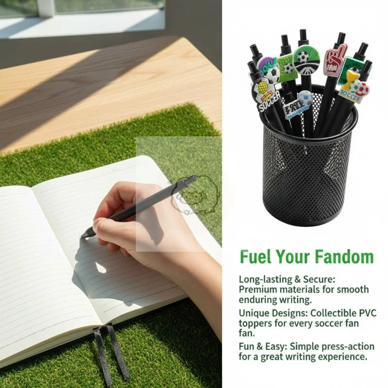 6/12Pcs Creative Football Theme Black Ink Pens Football Sports Series Writing Office Ballpoint Pen Desktop Essential Accessories