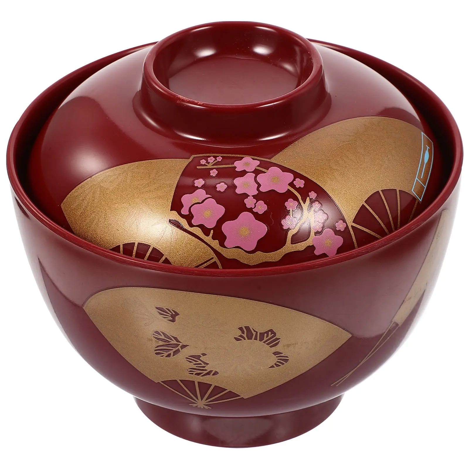 Tazón de Sopa con Tapa Estilo Japonés Premium, Tazón de Cerámica de Borde Liso de Tamaño Pequeño para Sopa Miso, Fideos de Arroz, Ramen, Tradicional Asiático