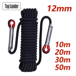 12mm Safety Life Rope Climbing Rope Static Rock Mountaineering Rope Outdoor Survival Fire Escape Car Rescue 10m 20m 30m 50m