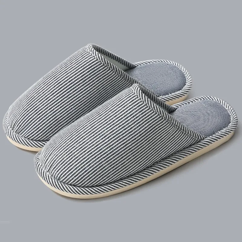 Warm Plush Cotton Slippers for Home Indoor Non-slip Linen Flats Spring and Autumn Couple House Slides image 3