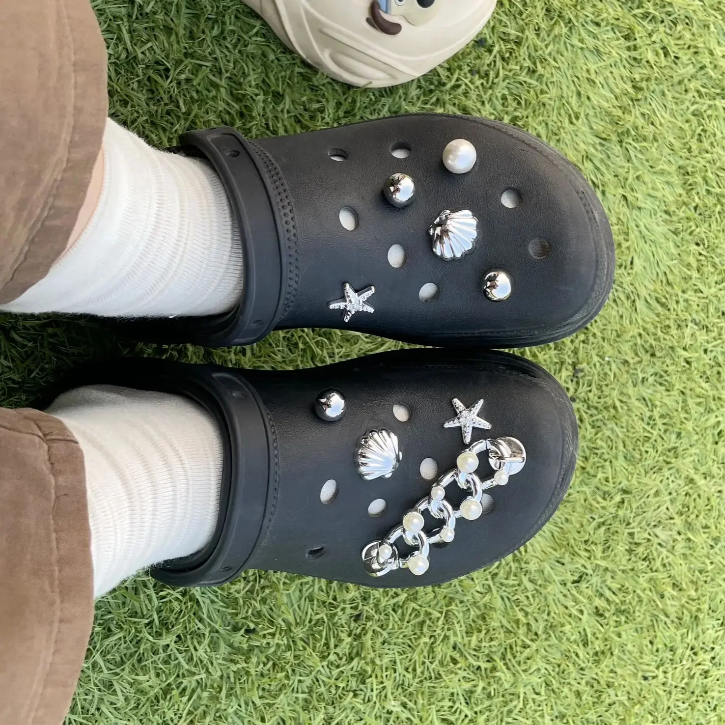 Shoe Charms DIY Shell Starfish Chain Shoe Decoration Buckle For Hole Shoe Charm Accessories Detachable Chain Shoe Accessory