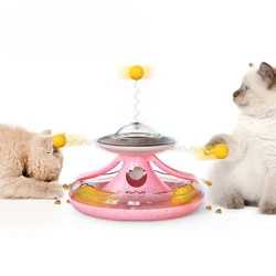 Kitten Tumbler Track Balls Toy Cat Carousel Shaped Turntable Leaky Food Toy Intelligence Boosting Cat-teasing Stick Pet Supplies