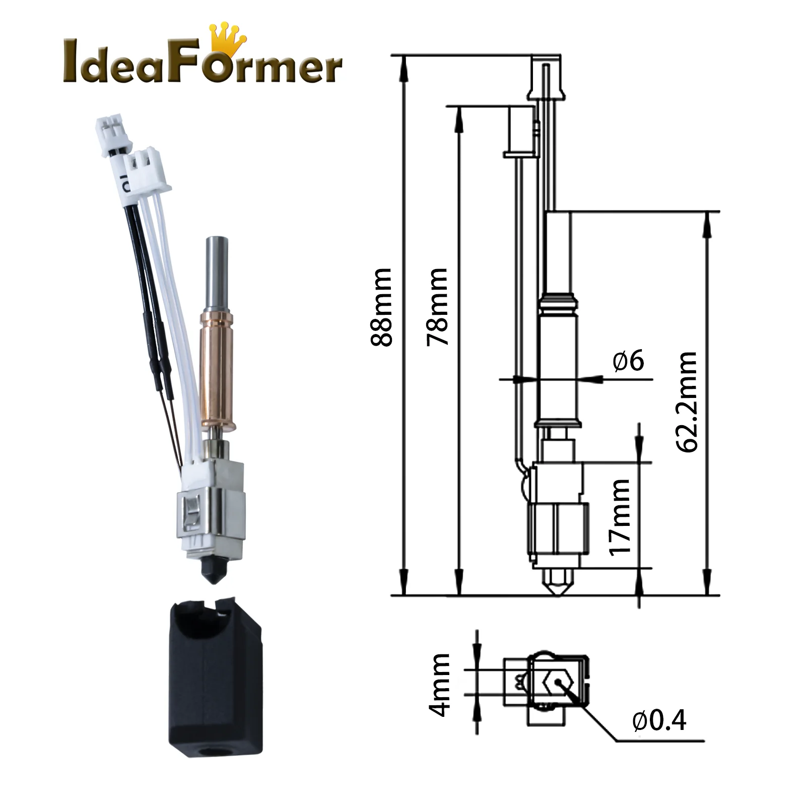 

3D Printer Parts For Anycubic Kobra 3 Hotend Upgrade Ceramic Hotend Kit 24v 60w Hardened steel nozzle Hotned For Kobra 3 Combo