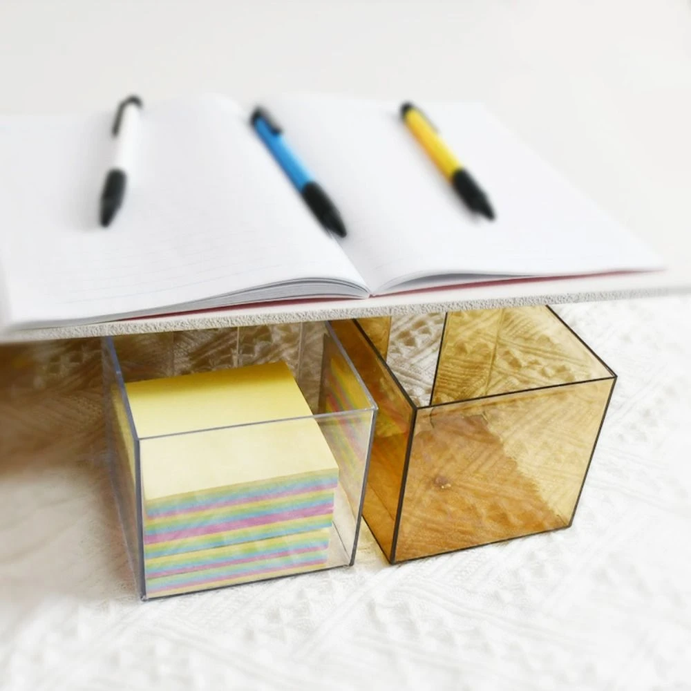 INS Chic Acrylic Note Holder Transparent Waterproof Clear Note Box Efficient Card Paper Desk Organizer Desktop