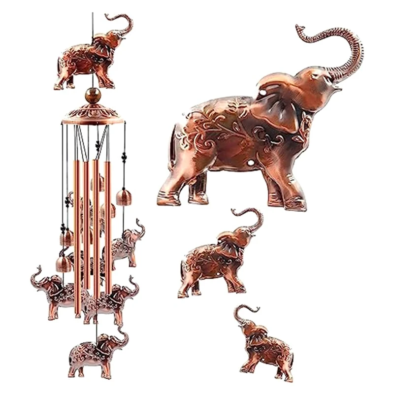 1 PCS Olifant Chimes Voor Olifant Windchimes Decoratie Tuin Decor Retro Goud Ijzer Met S Haak Memorial Wind