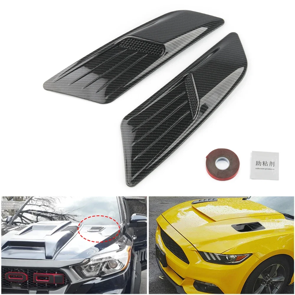 1 Pair Car Exterior Decoration Car Hood Stickers Black Universal Side Air Intake Flow Vent Cover Decorative Car-styling