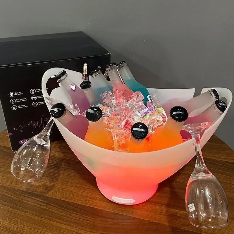 Bluetooth Ice Bucket Subwoofer Portable Wine Cooler Small Speaker for Camping Waterproof LED Light Sound Activated