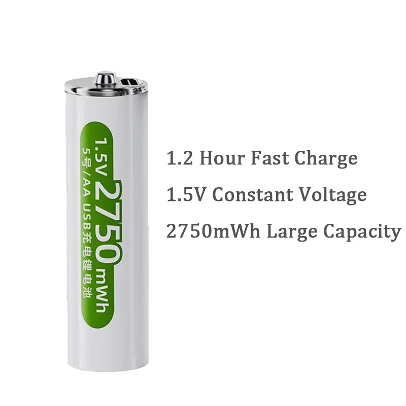 Doublepow 1.5V AA 2750mWh/1800mAh Lithium аккумулятор аа Pilas Recargables Tyte-C Charge