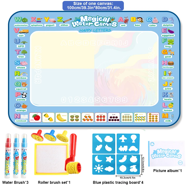 Water Doodle Mat 39X31 Inches Extra Large Magic Drawing Doodling Mat Coloring Mat Zabawki edukacyjne dla chłopców w wieku 2-7 lat i