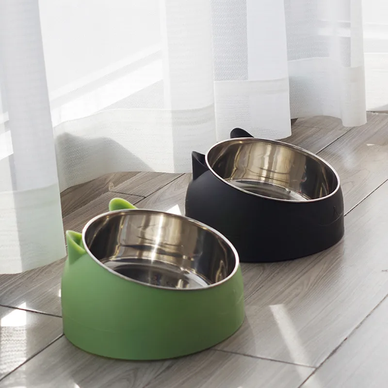Stainless Steel Cat Bowls Dog Bowls Double Bowls To Protect Neck Spine Cat Bowls Slanted Mouth Pop Pet Food Bowls Cat Supplies image 4