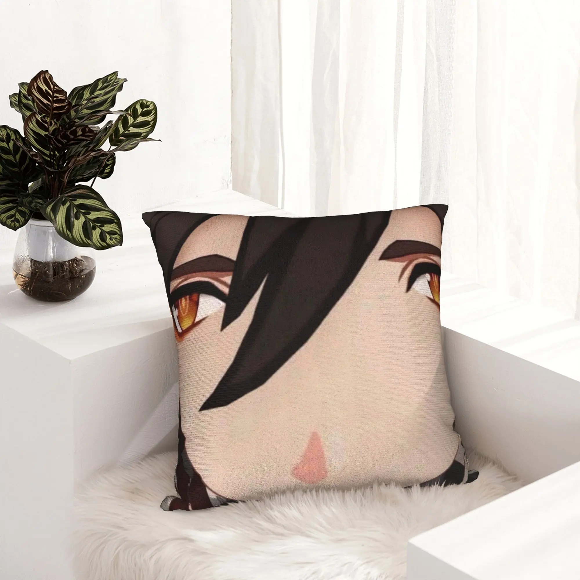 Zhongli Genshin Impact Pillowcase Soft Polyester Cushion Cover Decoration  Pillow Case Cover Home Zippered 40*40cm