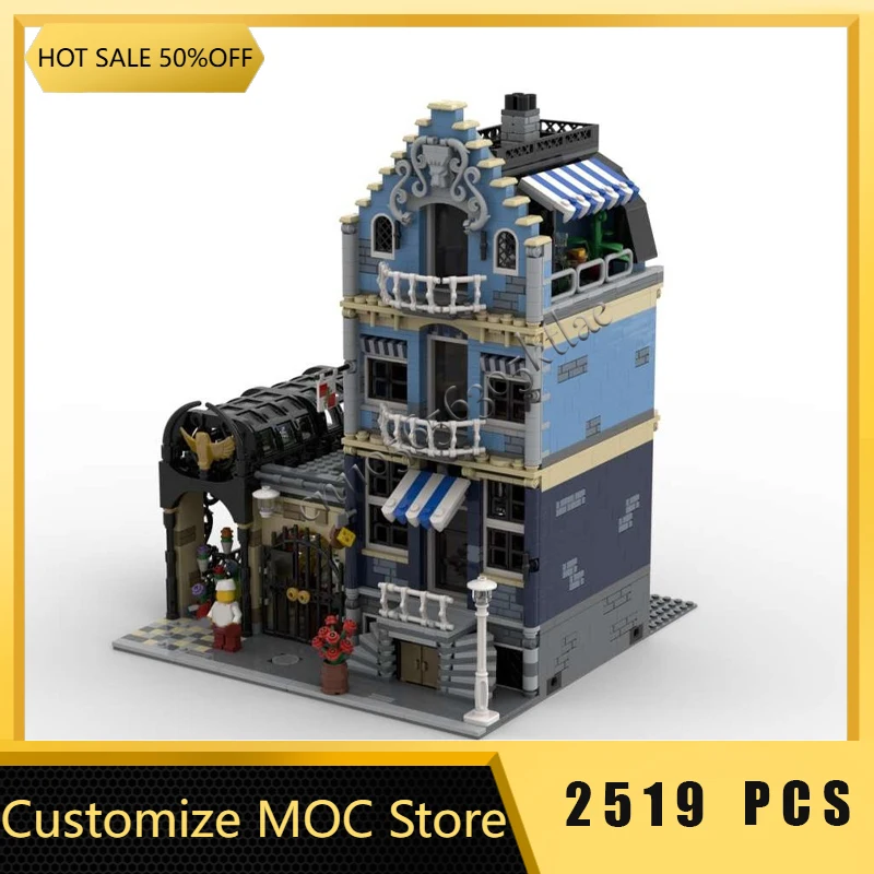 2519-onderdelen MOC Creatieve markt Street View modulaire marktmodel Architectuur Bouwstenen Kinderen Bakstenen Speelgoed Kerstcadeau
