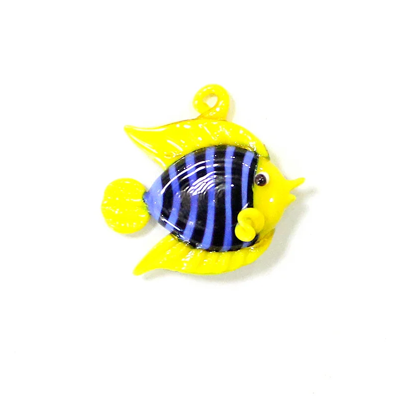 2PCS Colorful Cute Tropical Fish Mini Figurines Glass Pendants Fashion DIY Women\'s Jewelry Necklace Earrings Making Accessories