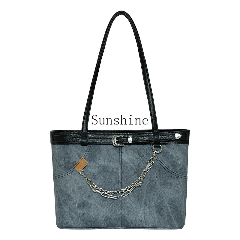 

Large capacity, lightweight and versatile retro denim style, sweet and cool Spice Girl niche shoulder bag.