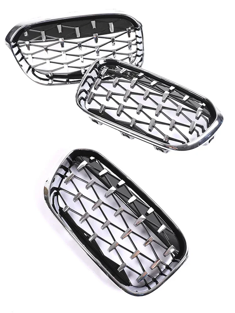 For BMW 1 Series F20 F21 LCI 2015-2019 M Style Front Bumper Kidney Insert Grills Refting Diamond Stars Chrome Grille Cover Parts