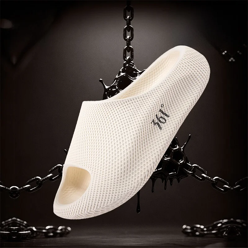 Antibacterial Men's 3D Texture EVA Thick Bottom Anti-slip Indoor Outdoor Slippers Comfortable Cushioning Slip-On Sports Slippers