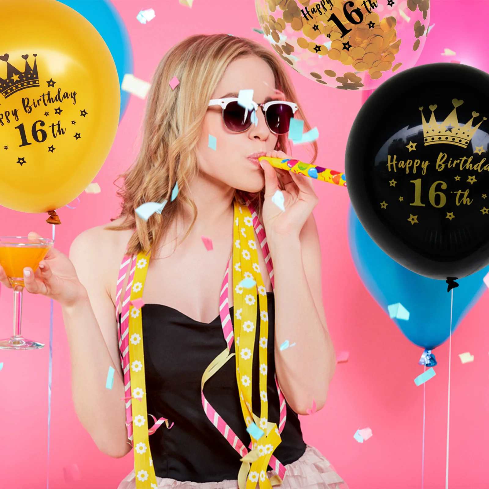 

15 Pcs Balloon Confetti Set Number Birthday Party Balloons for Latex Printing Decorative Supplies​​​​​​​ Black