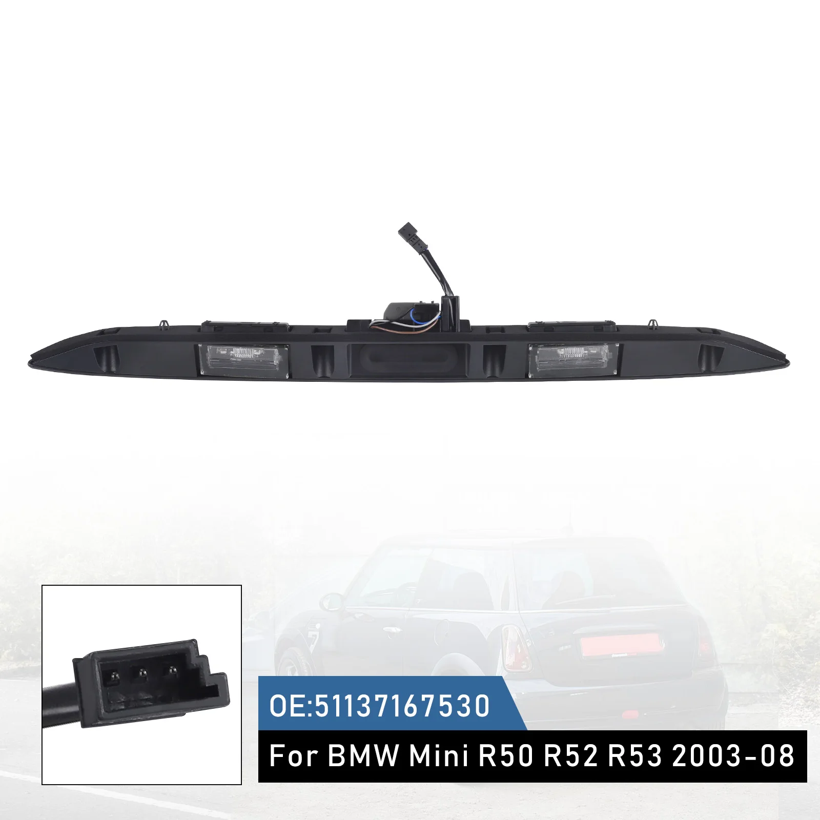 

for BMW Mini Cooper Cooper S R50 R52 R53 2000-2008 IP68 Black Rear Hatch Trunk Handle Hatch Grip with Lamp Handle OE 51137167530